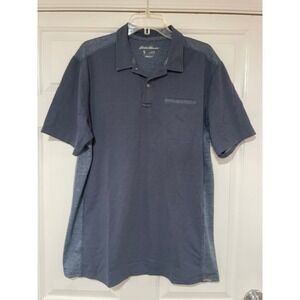 Eddie Bauer Blue Travex Polo Shirt Moisture Wicking Short Sleeve Mens L Tall
